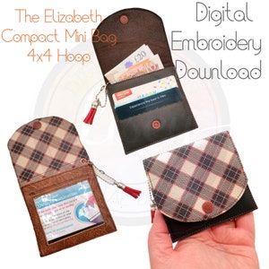 Mini Wallet, 4x4 Hoop, Elizabeth Bag, ID wallet, Diseño de Máquina de Bordar, Descarga digital, All ITH