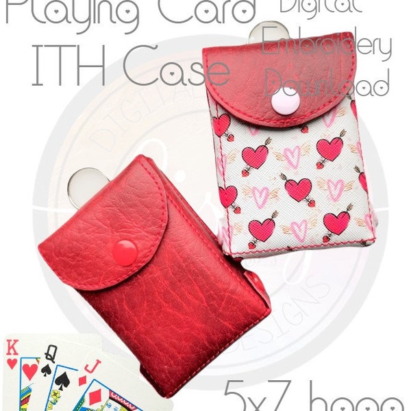 Speelkaart Case, 3D Pouch, Speelkaarten Tas, Digitaal Borduurwerk Ontwerp, Machine borduurwerk, Lisey Designs, 5x7 Hoop