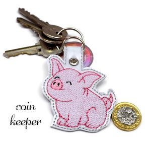 DIGITAL PATTERN, Piggy Coin Keeper, Piggy Key Fob, ITH, Embroidery Designs, Lisey Designs