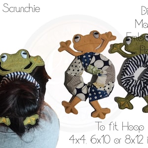 Frog Scrunchie, Hair Band, Quick Stitch Out, Scrunchy, DIGITAL PATTERN, For Girls, Frog Lover, 4x4 Hoop ITH, Embroidery Machine Design