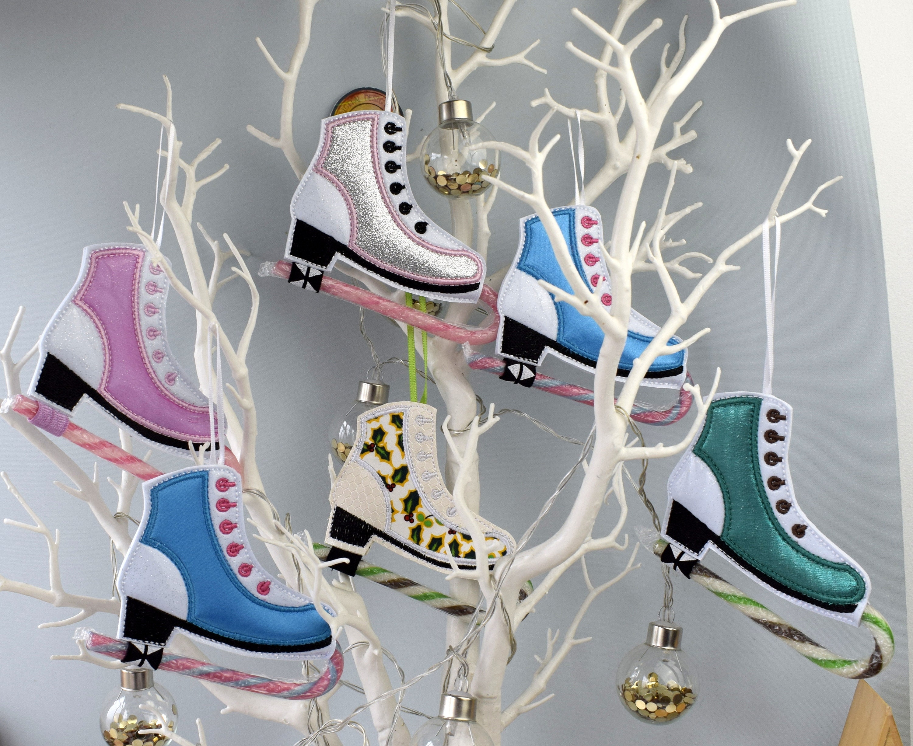 4x4 Candy Cane Ice Skate Hanging Decoration Figure Skating Etsy UK