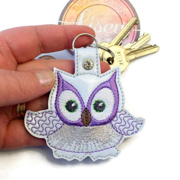 DIGITAL PATTERN, Owl Key Fob, Large Open winged, Owl Pom Fob, 4x4 Hoop, Embroidery Design, Lisey Designs