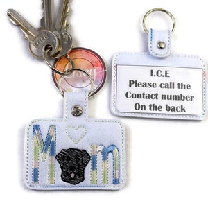 File digitale, Labrador, Dog Mum Key fob, Dog Mom, I.C.E, Machine Embroidery, Lisey designs