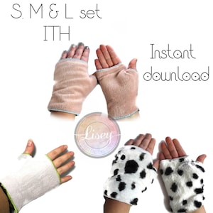 Wristlets, SET, Fingerless Gloves, Plain, Pattern, Instant Digital Download Embroidery, In the Hoop, ITH