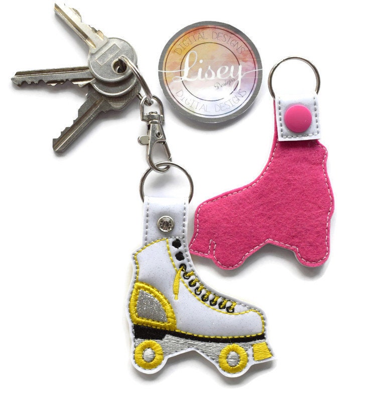 Roller Skate Key Fob Disco Skate Lisey Designs 4x4 Hoop Etsy
