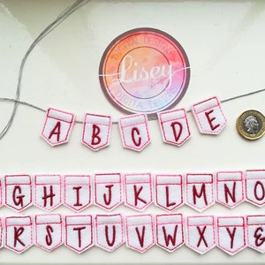 DIGITAL PATTERN, Micro Bunting, ITH Mini Bunting, Alphabet Micro Bunting,  Digital Embroidery File, Lisey Designs