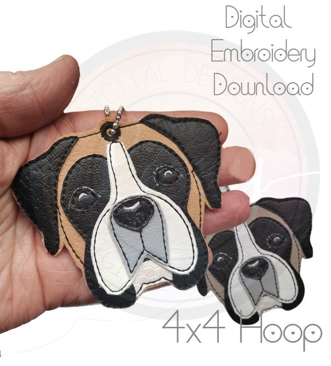 Boxer Dog Keychain Embroidery Design Boxer Dog Breed 