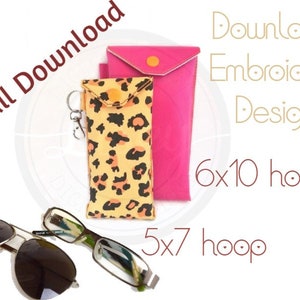 Plain Glasses Case, 6x10 & 5x7 Hoepel ontwerpen, ITH, Borduurmachine Ontwerp, E-mail Download.
