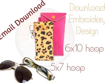 Plain Glasses Case, 6x10 & 5x7 Hoop designs, ITH, Embroidery Machine Design, Email Download.
