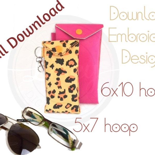 Plain Glasses Case, 6x10 & 5x7 Hoop designs, ITH, Embroidery Machine Design, Email Download.