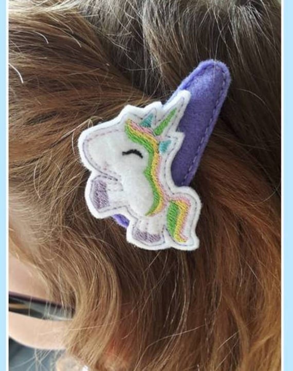 DIGITAL PATTERN, 2 Unicorn Hair Clip felties, Embroidery Design, Hair clip Design, ITH, 4x4 Hoop Design, Lisey Designs