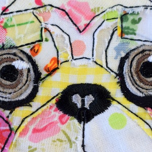 Digital File, Patchwork Pug, Raw Edge Applique, Machine Embroidery ...