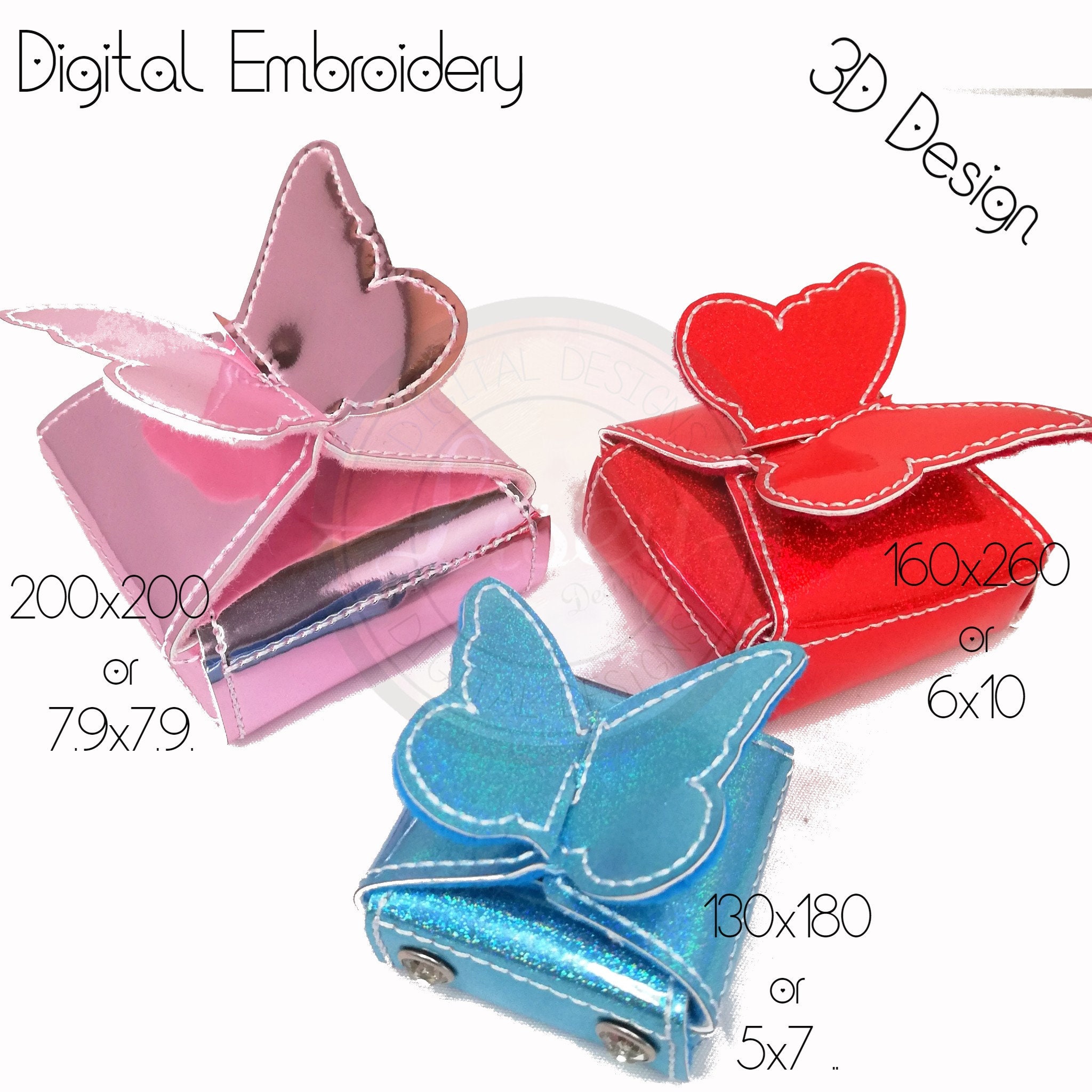 3D Schmetterling Box, digitale Stickerei Design, in den Reifen, Instant Download, 5 x 7, 6 x 10 und 8 x 8 Reifen