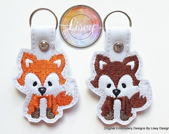Digital File, 2 Fox Key fobs, Forest Animal, ITH, Embroidery Design, Cute Fox Designs, Lisey Designs, 4x4 hoop