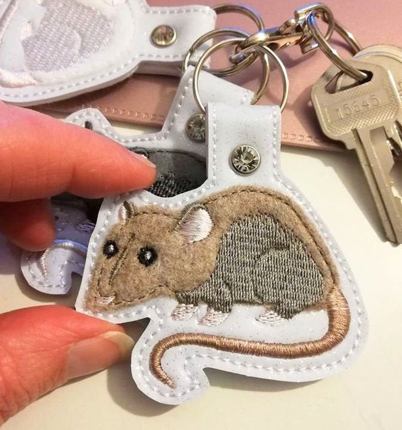 Rat Embroidery, Rat Key Fob, Chinese New Year, Year of the Rat Key Ring ...