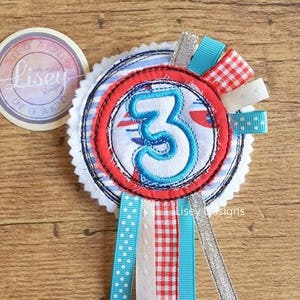 Digital File: Number 3 Raw Edge Applique Birthday Badge 4x4 hoop