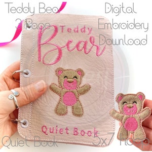 Teddy Bear Quiet Book, Instant Download, Digital Machine Embroidery Design, Imaginative Story Telling, 3 Pages Plus front cover, 5x7 Hoop