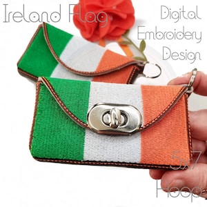Ireland Chloe Key Clutch, Irish Flag, St. Patricks Day, 5x7 hoop, ITH Machine Embroidery, Instant Digital Download Design, 1 hooping!