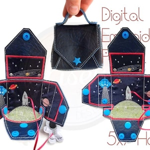 5x7 Hoop, Space Bag, Astronaut, Smallest Size, Digital Embroidery, Instant Download, Interaction, In The Hoop