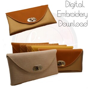 Cartera de mujer, aro entero de 8 x 12 y aro dividido de 7,9 x 7,9, cartera Chloe, diseño de bordado a máquina ITH, bolso elegante, para bodas