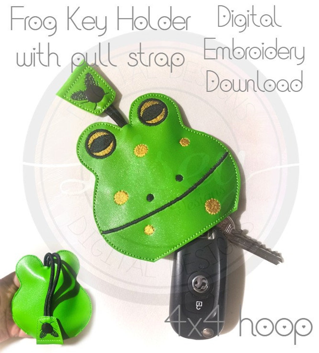 Frog Key Holder With Pull Strap, Key Keeper Bag, in the Hoop, Embroidery Design, Embroidery
