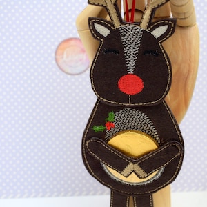 DIGITAL PATTERN, Reindeer Flat Christmas Hanging Decoration Digital Embroidery