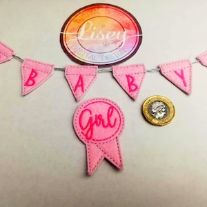 DIGITAL PATTERN, Baby Girl Micro Bunting, 4x4 Hoop, Digital Embroidery File, Lisey Designs