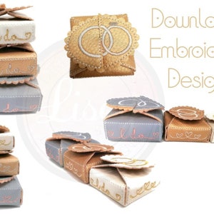 3D Ring Box set, Wedding, Set of 3 Sizes, Digital Embroidery Design, In The Hoop, Instant Download, 5x7, 6x10 AND 8x8 hoop