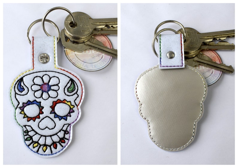 Sugar Skull Key Fob 4x4 hoop DIGITAL PATTERN