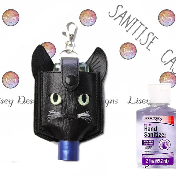 2 oz CAT SANITIZER CASE, Cat Sanitize, Gel de mano antibacteriano, Descarga digital para máquinas de bordado, 5x7 Hoop, Botella de 60ml