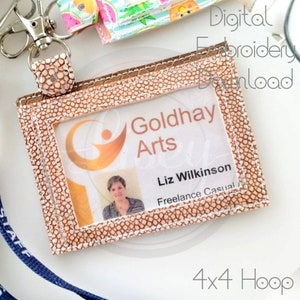 ID Wallet, Corner Hanging, Work Pass Case, theme park, 4x4 Hoop, Embroidery Machine Design, Digital download, All ITH, 1 Hooping & 4 Steps!