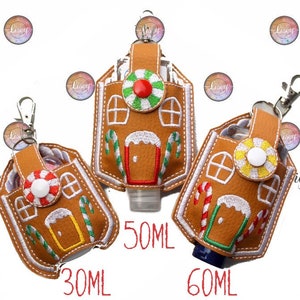 Sanitiser GINGERBREAD HOUSE SET, Antibacterial Hand Gel,  Digital Download for Embroidery Machines, 5x7 Hoop, All 3 Sizes