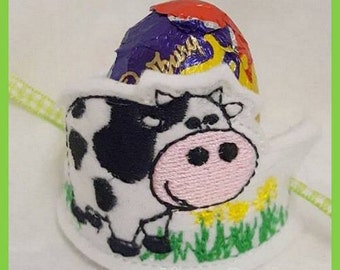 Digital File: 1 Cow Egg Cuff 4x4, Cream Egg, Creme Egg, Chocolate Egg