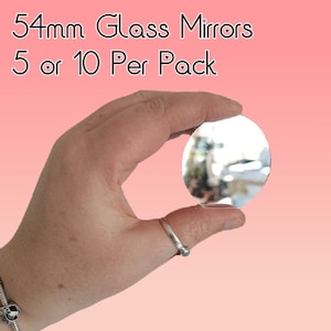 54mm Glass Mirror 1mm thick for Compact Bag, to fit embroidery pattern in our shop, by Lisey Design UK, 2.25 inch