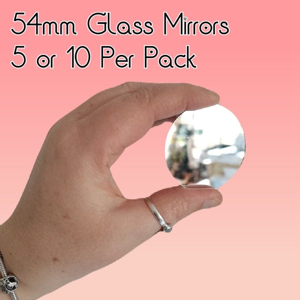 54mm Glass Mirror 1mm thick for Compact Bag, to fit embroidery pattern in our shop, by Lisey Design UK, 2.25 inch