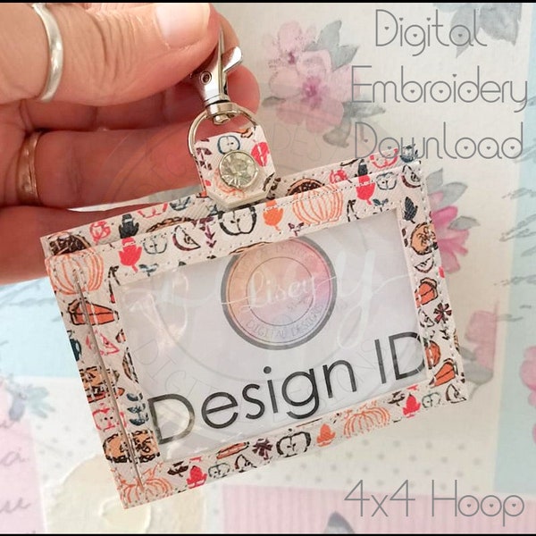 ID Wallet, Centre Hanging, Bus Pass, Work Pass Case, theme park, 4x4 Hoop, Embroidery Machine Design, Digital download, All ITH