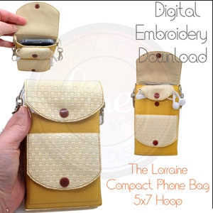 Ladies Compact Phone Bag, 5 x 7 Hoop, Lorraine Bag, All In One Place Bag, Embroidery Machine Design, Digital download, All ITH