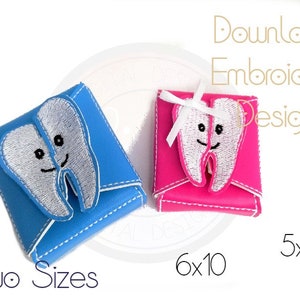 Caja de dientes 3D, 2 tamaños, diseño de bordado digital, en el aro, descarga instantánea, aro de 5x7 y 6x10