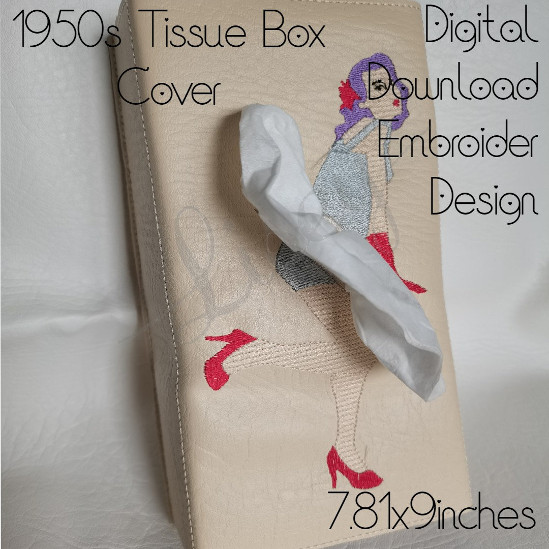 1950 Girl Tissue Sleeve, Lady Flying Skirt, Tissue Box, Creative Box Cover,  Digital Download, Embroidery Machine Design, 7.81x9 Inch Design - Etsy