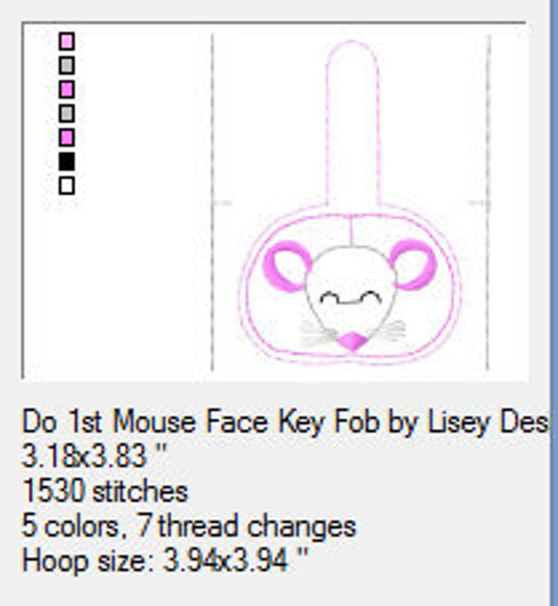 Digital Mouse Embroidery Pattern, Key Fob, Digital Embroidery, Mouse ...