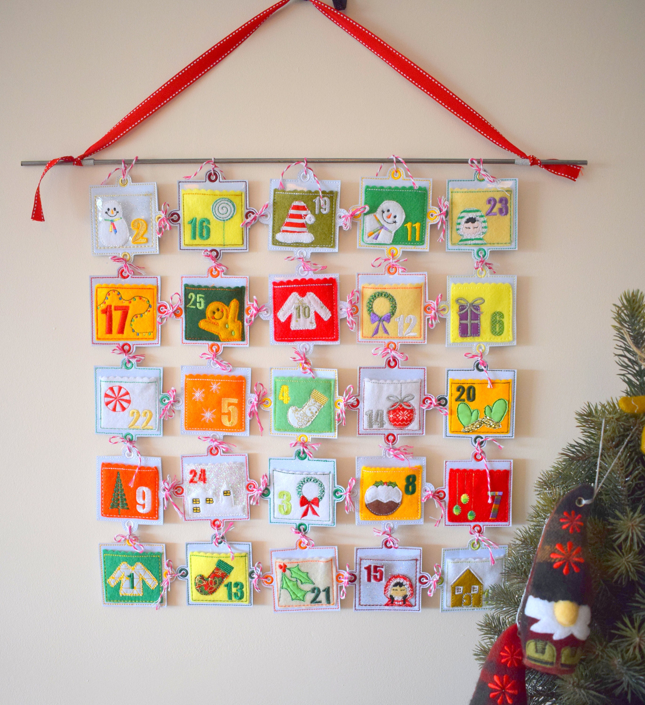ITH ADVENT Embroidered Advent Calendar Design 4x4 Hoop Etsy