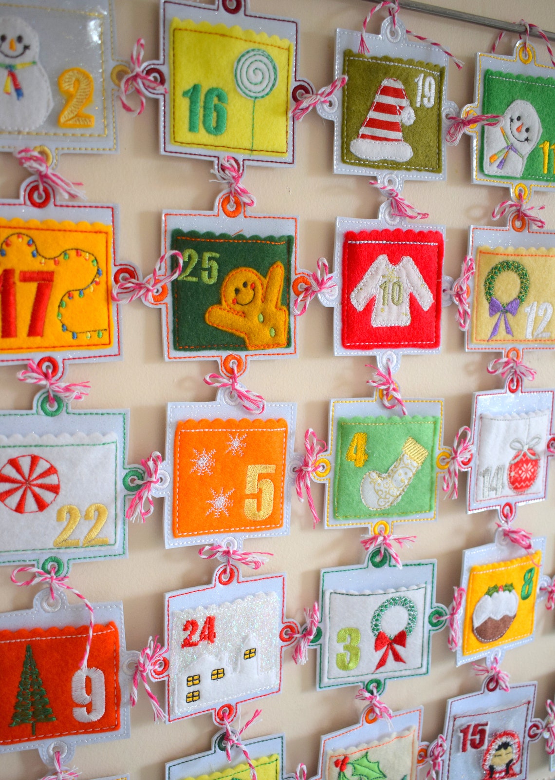 ITH ADVENT Embroidered Advent Calendar Design 4x4 Hoop Etsy