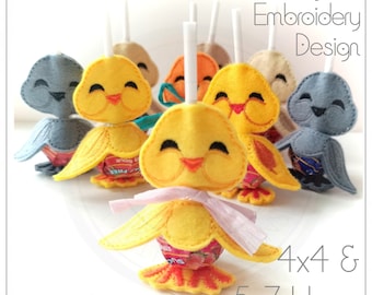 Easter Chick, Sucker, Lollipop Holder, Candy, Holder, In The Hoop, Digital Download, Embroidery Design, 4x4 & 5x7 Hoop, Cute Easter Chick