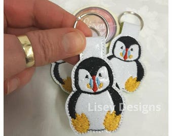 Fichier numérique, 4x4, ITH, 2 Puffin, Key Fobs, Lisey Designs, broderie Design, Puffin KeyRing, Island Bird