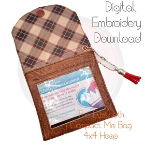 Mini Wallet, 4x4 Hoop, Elizabeth Bag, ID wallet, Embroidery Machine Design, Digital download, All ITH image 5