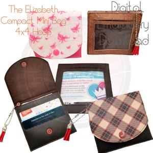 Mini Wallet, 4x4 Hoop, Elizabeth Bag, ID wallet, Embroidery Machine Design, Digital download, All ITH image 4