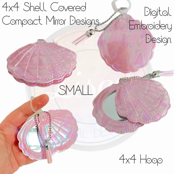 50 - 54 Mirror Design, Shell Covered Compact Mirror, Digital Embroidery Machine Design, Small size