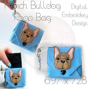 French Bulldog Dog Bag dispenser, DIGITAL PATTERN, Frenchie Poop Case, Dog Poop Bag, 7.9x7.9 Hoop, ITH, Embroidery Machine Design,