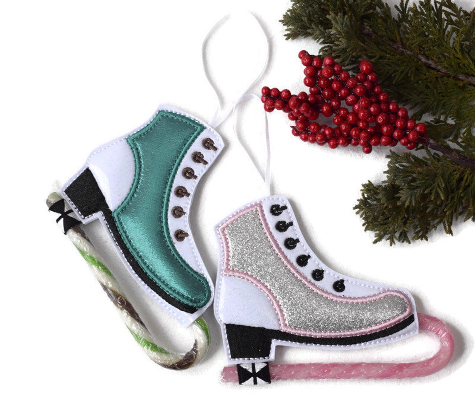 4x4 Candy Cane Ice Skate Hanging Decoration Figure Skating Etsy UK