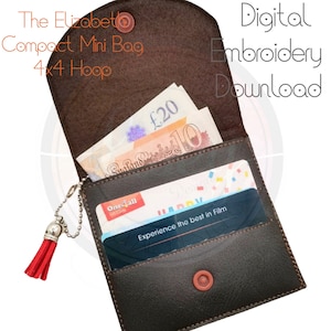 Mini Wallet, 4x4 Hoop, Elizabeth Bag, ID wallet, Embroidery Machine Design, Digital download, All ITH image 6